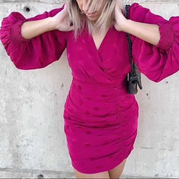 Zara - Polka Dot Satin Dress - Picture 6 of 6